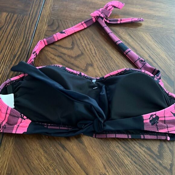 Hot Topic Monster High Pink Plaid Icons Halter Swim Top Nwot Size Medium - Picture 6 of 7